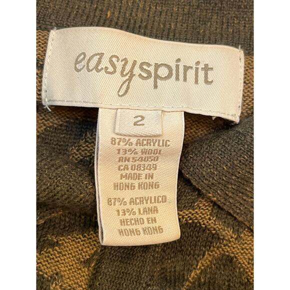 Vintage Easy Spirit Women's Size 2 Green Wool Blend Long Sleeve Cardigan Sweater - Picture 2 of 6